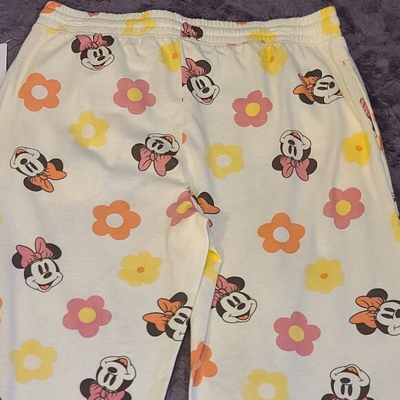 NWT Disney Minnie Mouse Drawstring 60% Cotton Cream Lounge Pants Juniors Size L - Picture 4 of 13